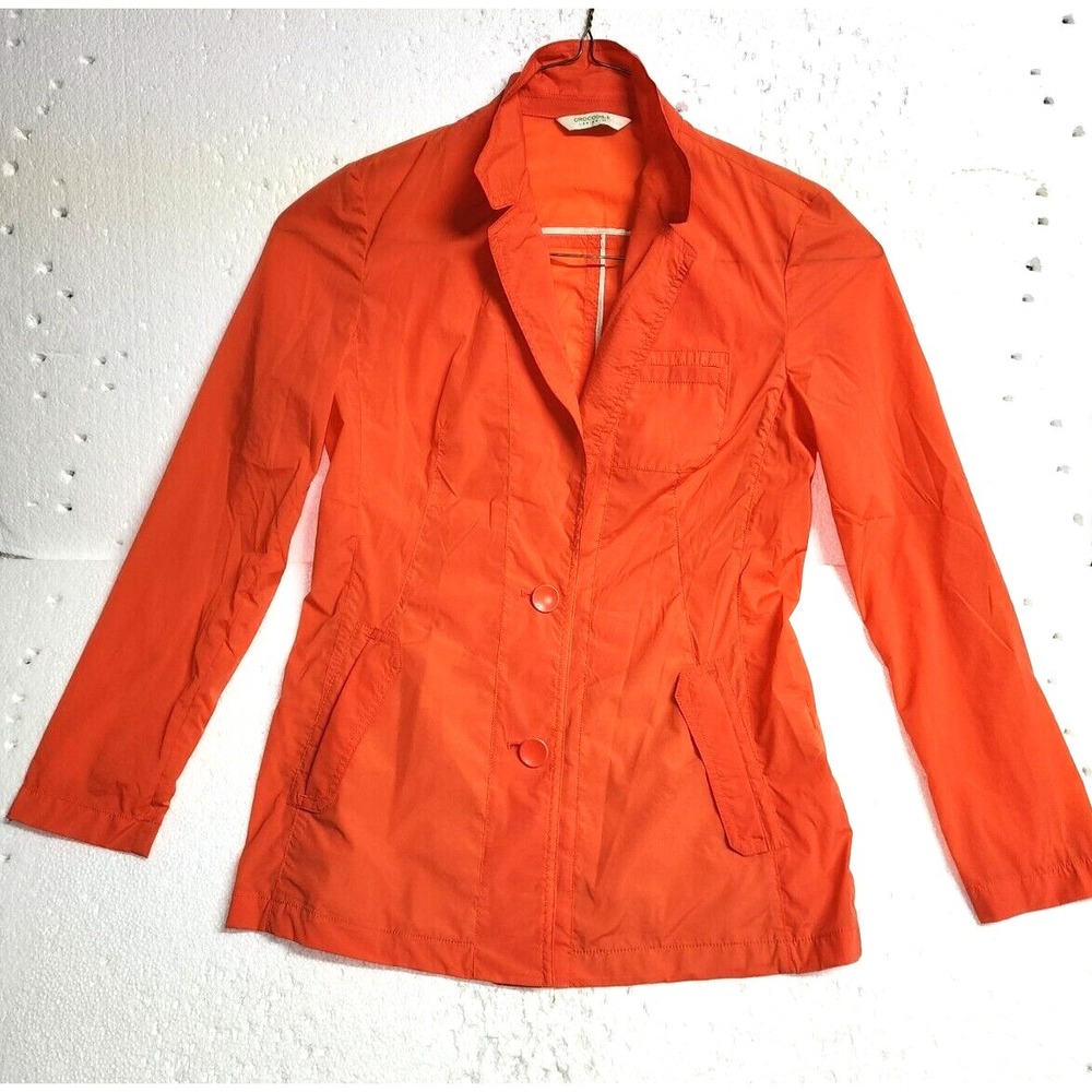 Crocodile Top Women Orange Long Sleeve Collared Button Up Unknown Size
